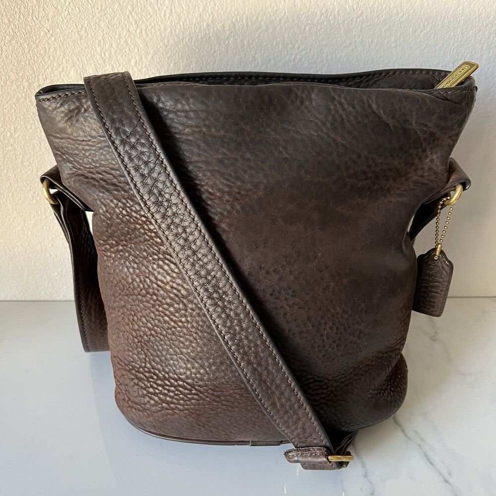 Vintage Coach 4933 Sonoma Nubuc Cowhide Leather Bucket Bag USA Dark Brown